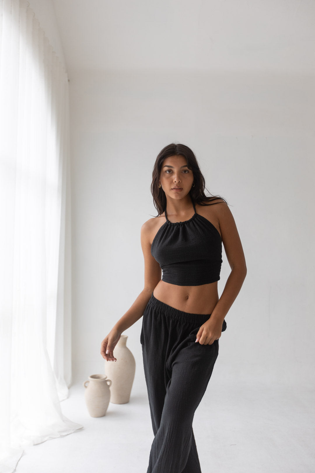 Cara Triangle Top - Organic Cotton, Black