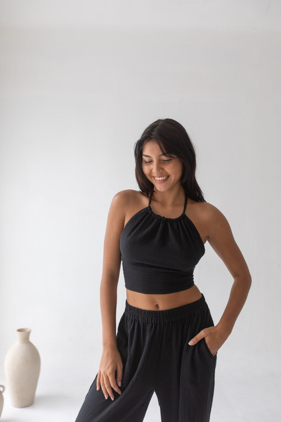 Cara Triangle Top - Organic Cotton, Black