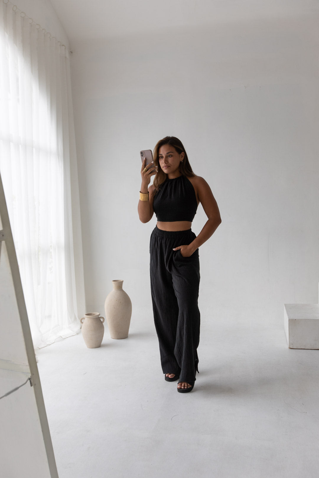 Cara Triangle Top - Organic Cotton, Black