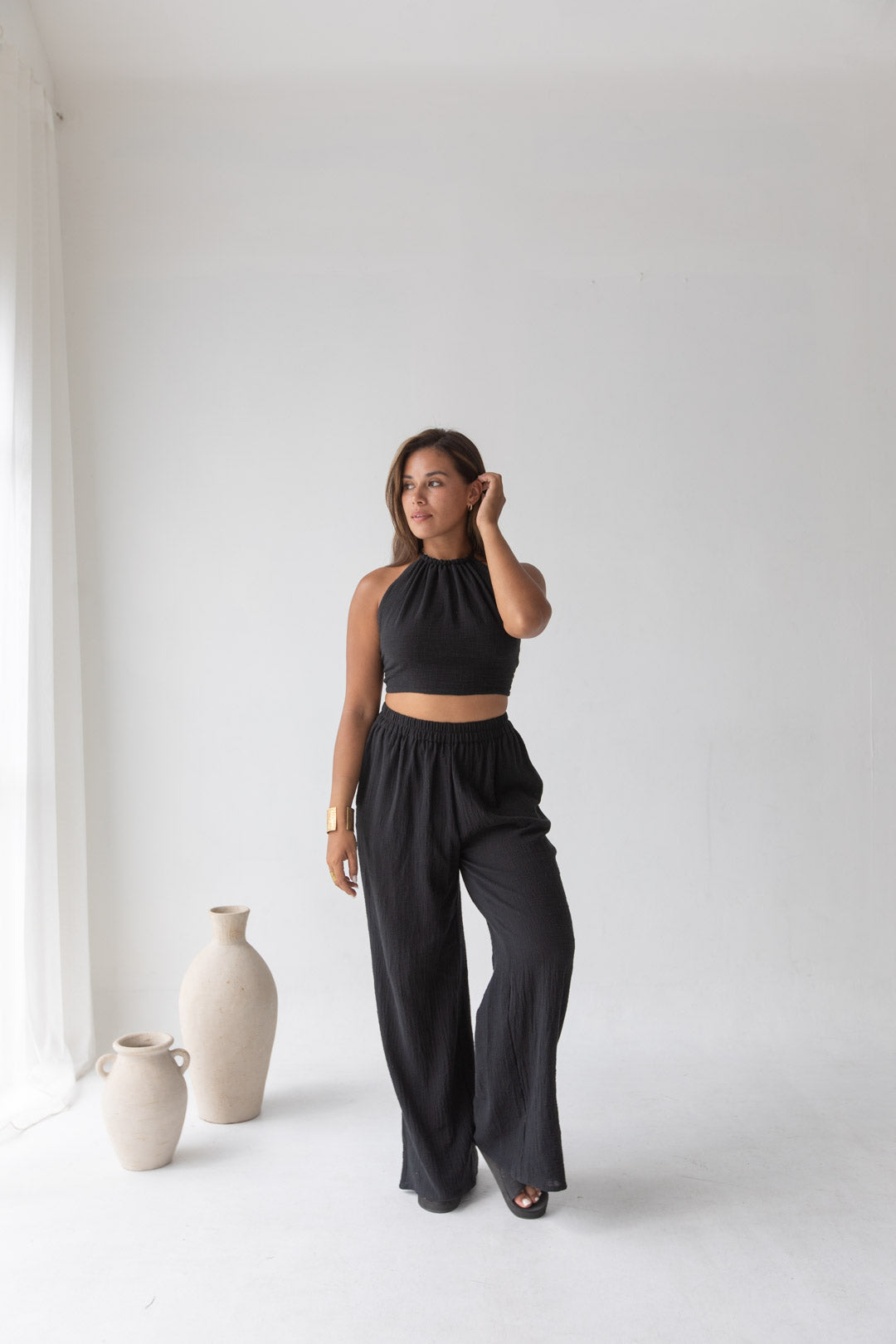 Cara Triangle Top - Organic Cotton, Black