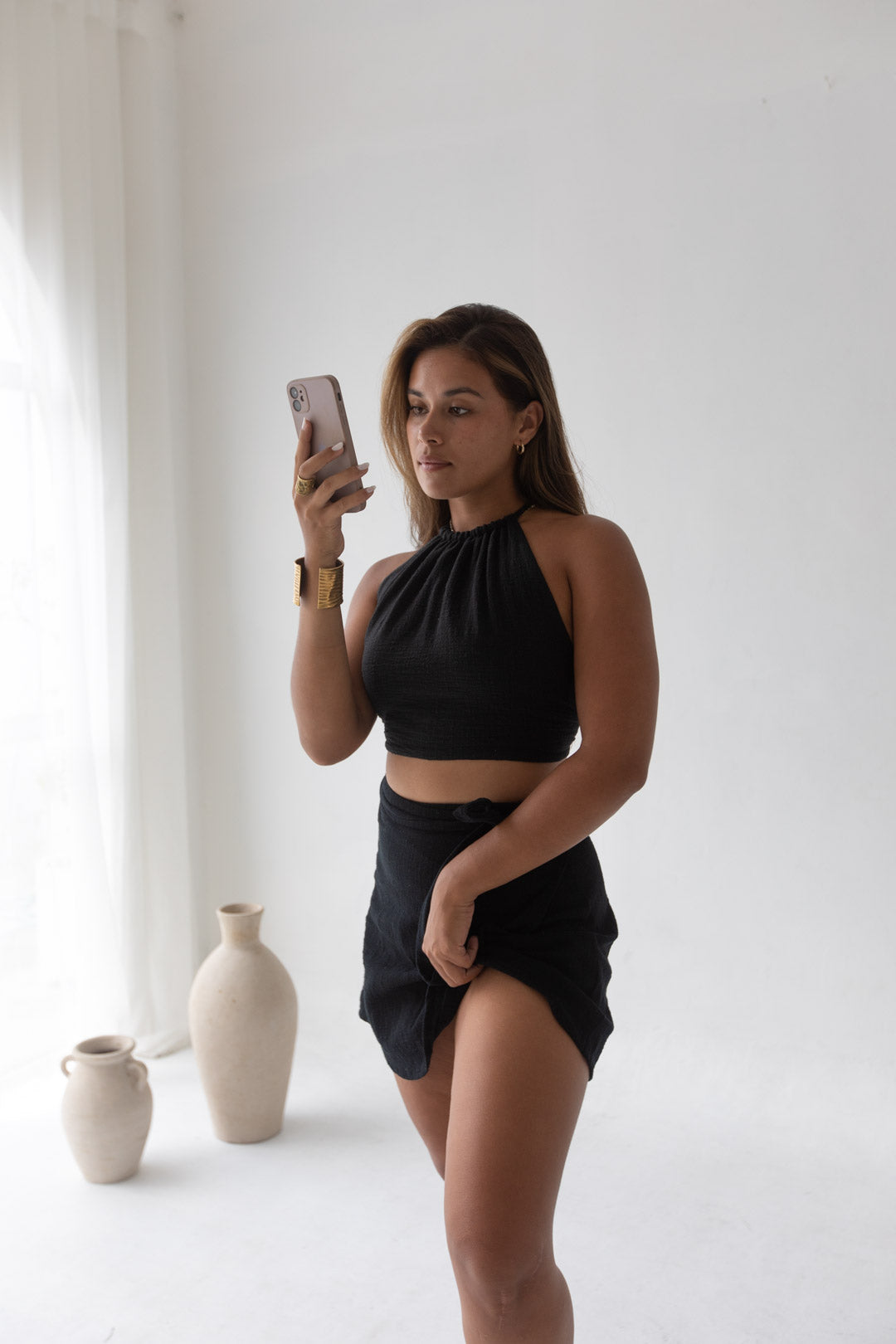 Cara Triangle Top - Organic Cotton, Black