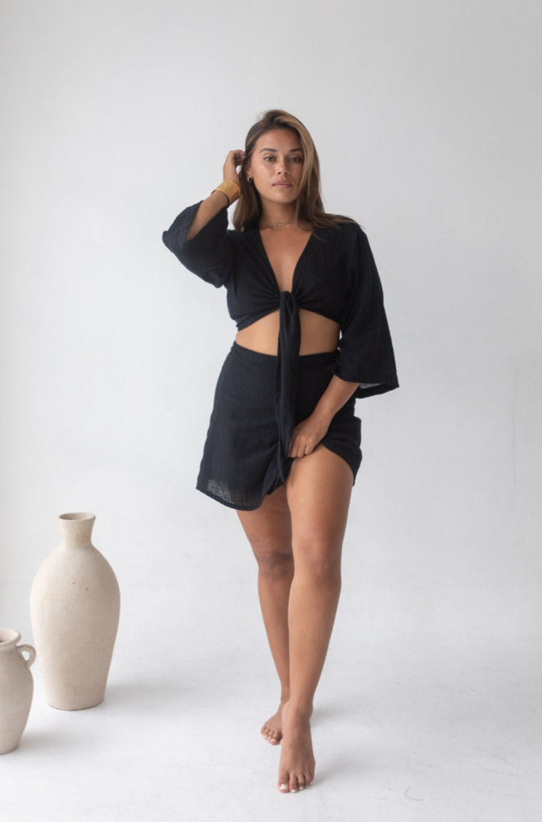 Cara Wrap Skirt - Black