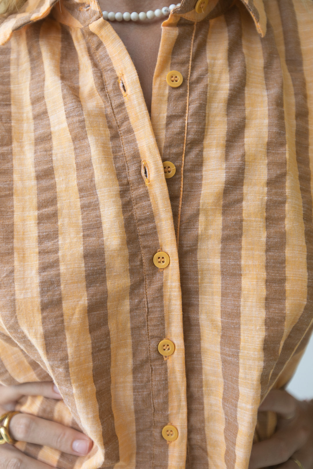 Billie Shirt - Cotton, Orange Stripe