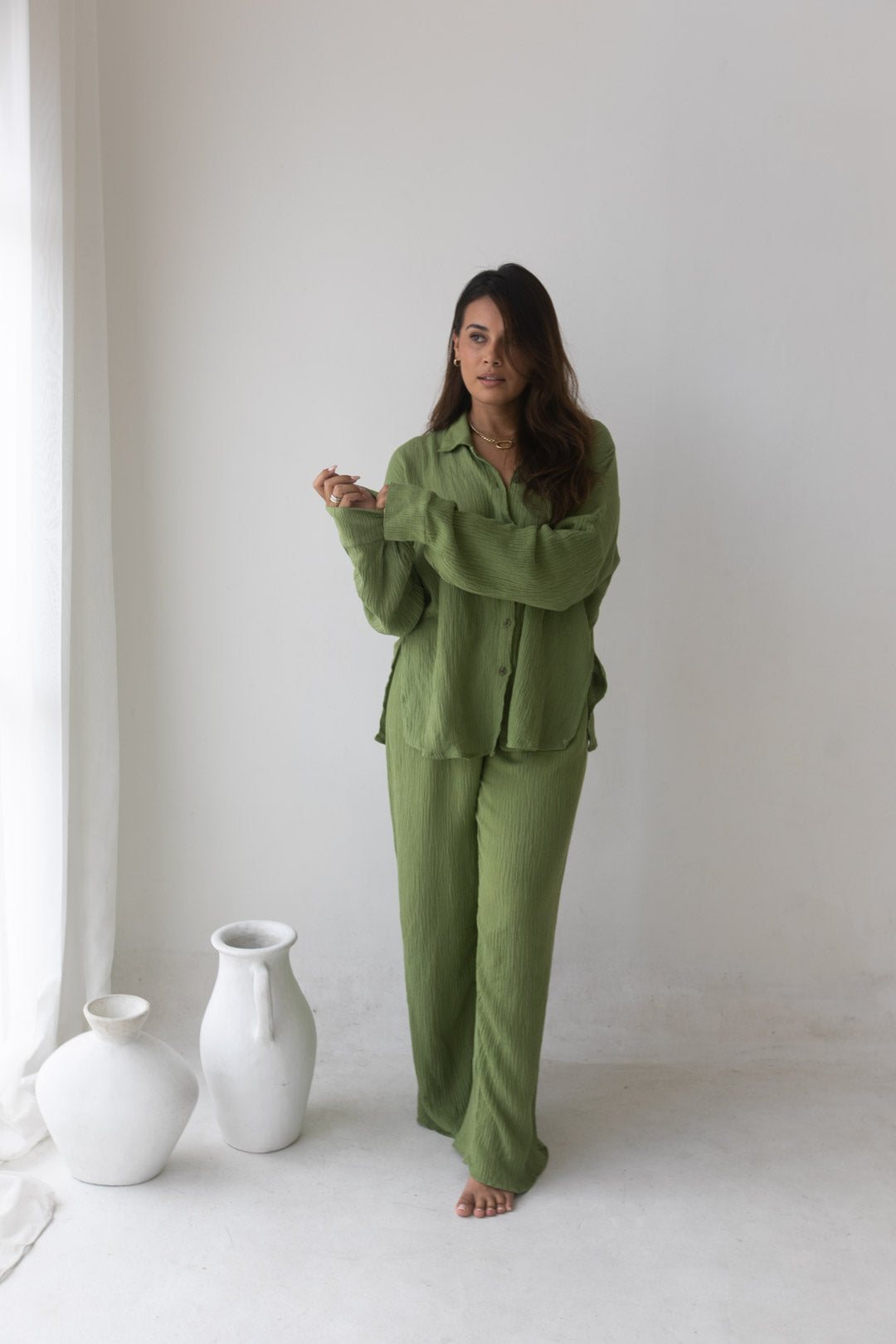 Kelly Set - Organic Cotton/ Linen, Matcha