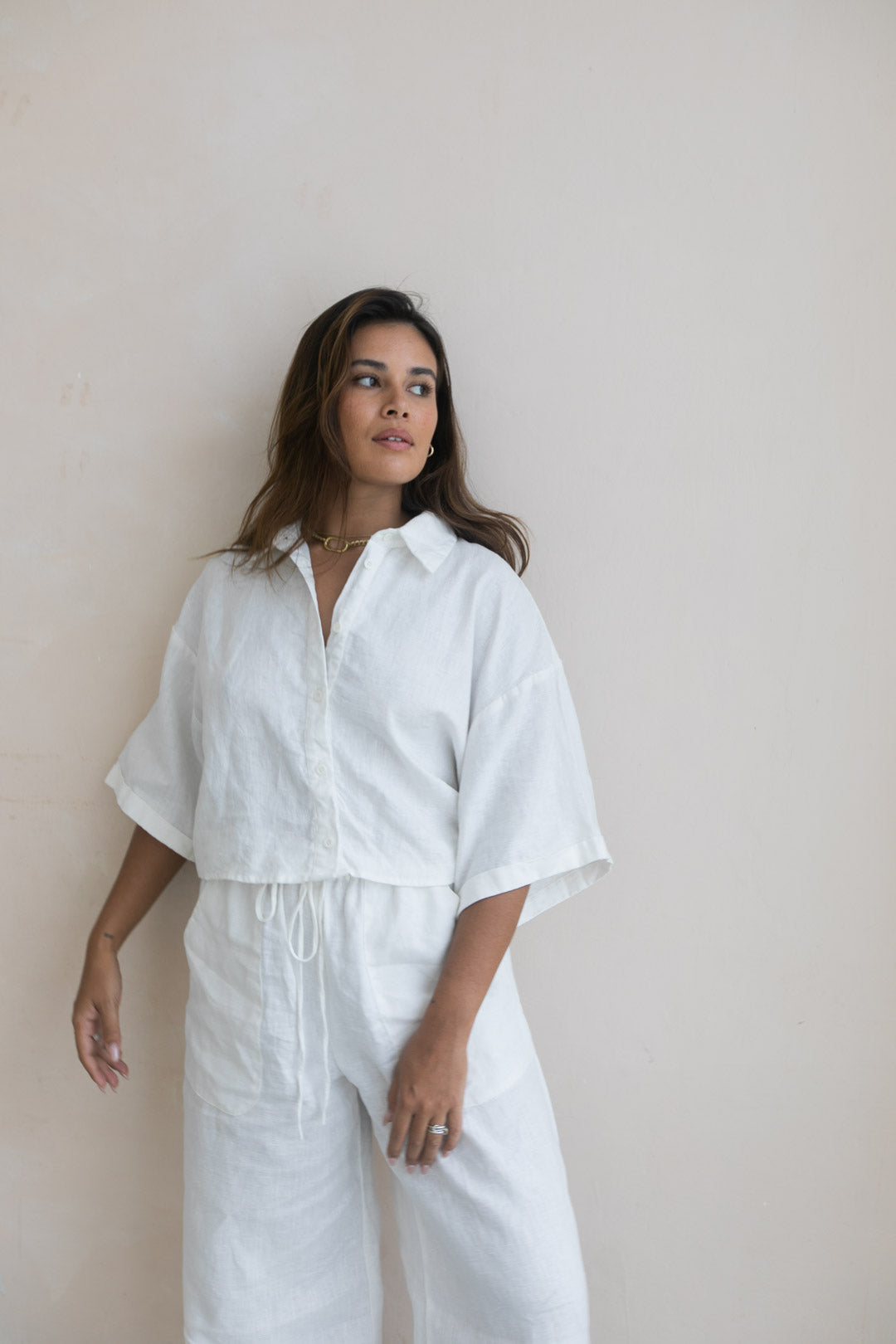 Serina Shirt - 100% Linen, White