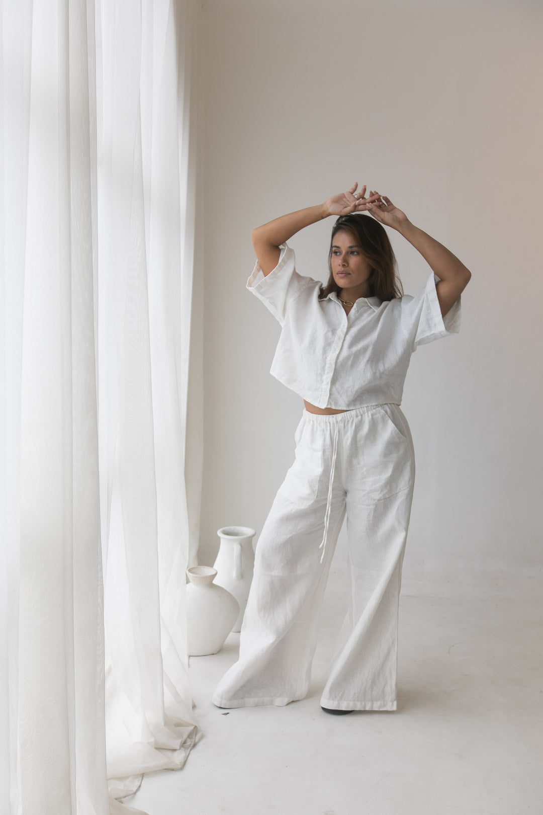 Serina Shirt - 100% Linen, White