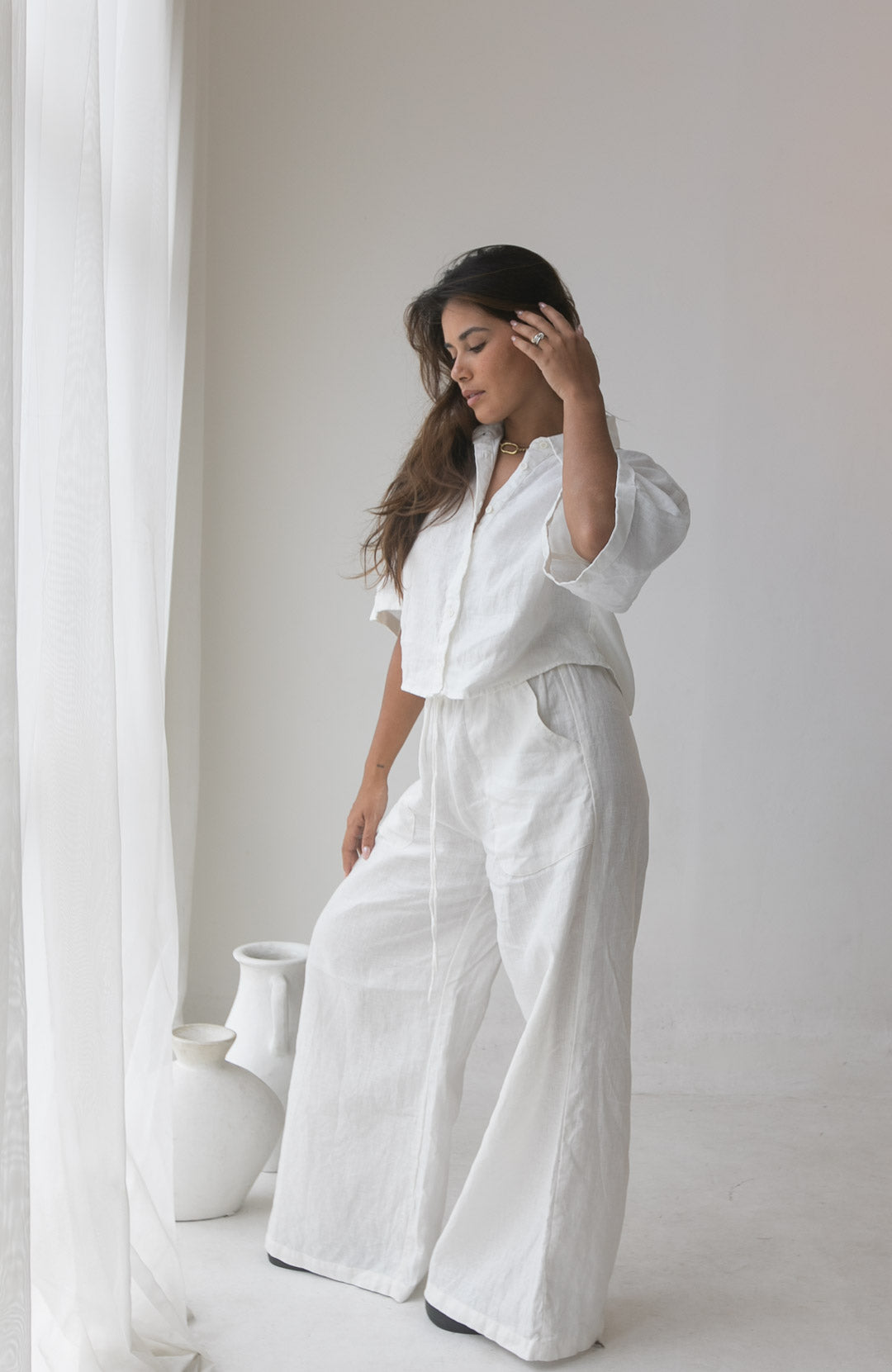 Serina Shirt - 100% Linen, White