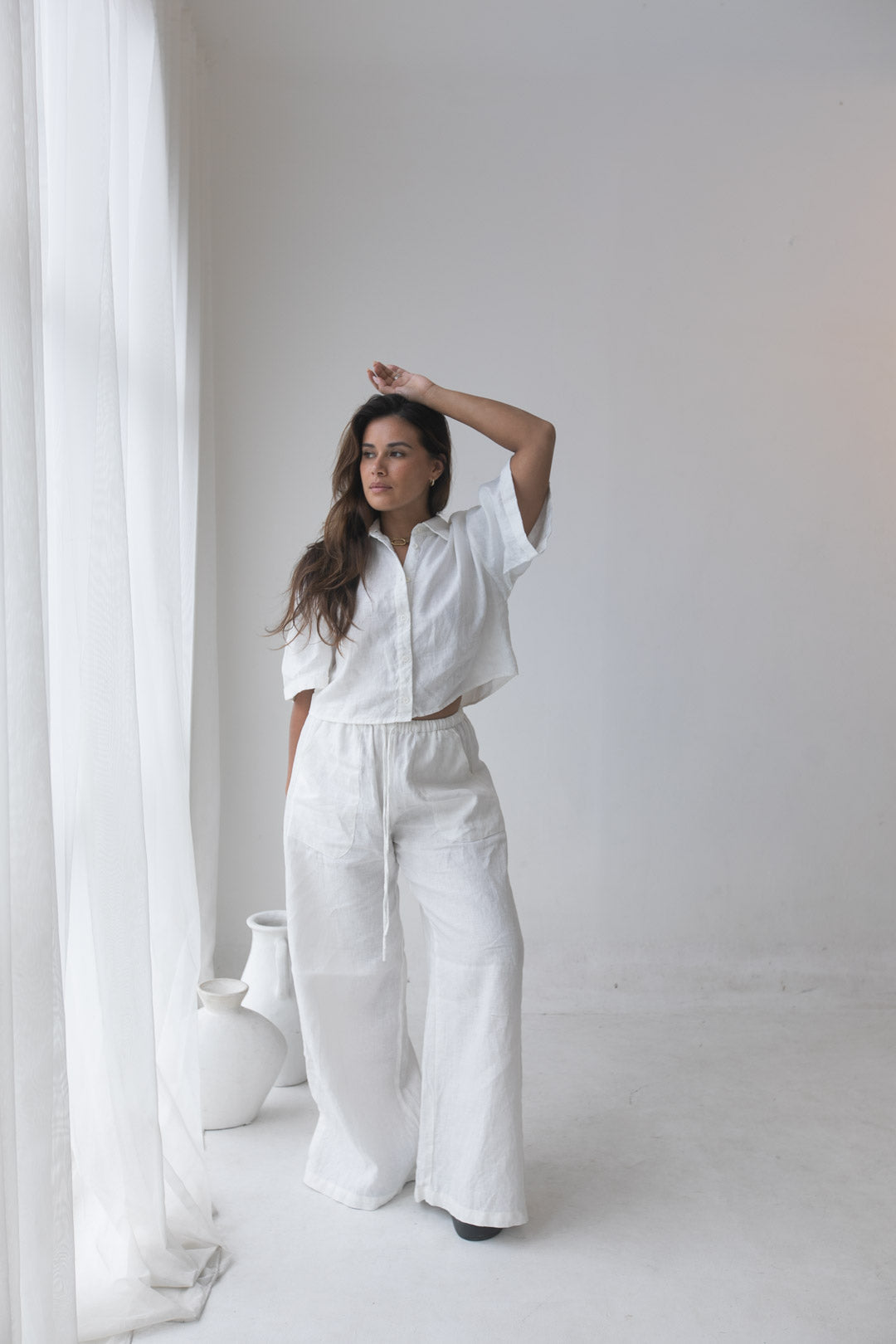 Serina Shirt - 100% Linen, White