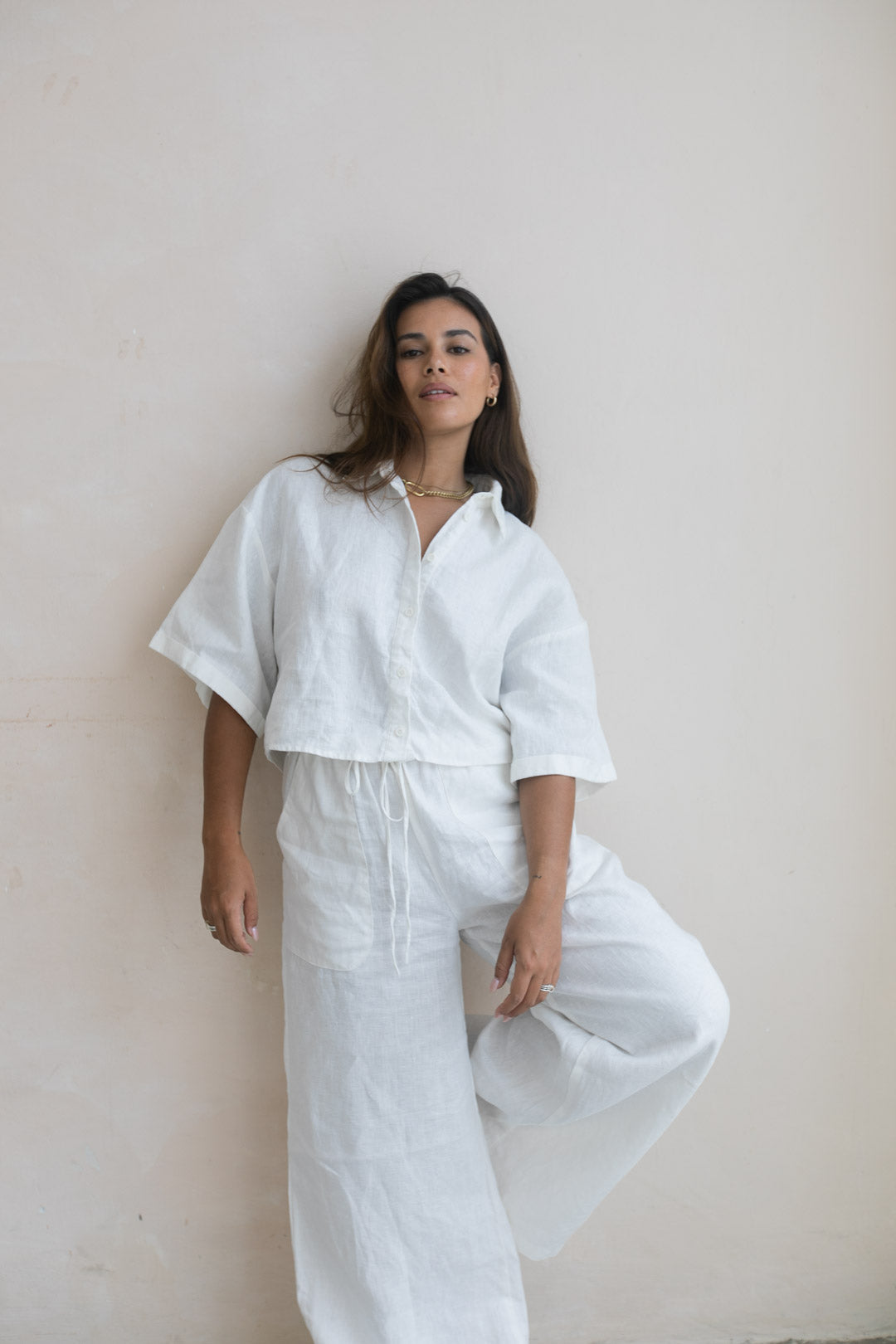 Serina Shirt - 100% Linen, White
