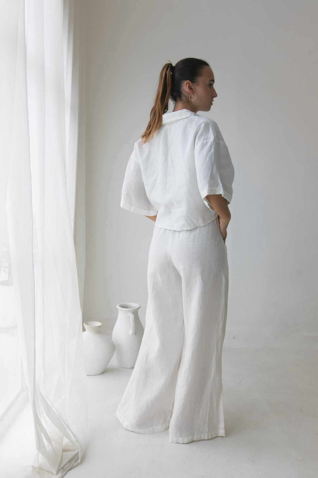 Serina Shirt - 100% Linen, White