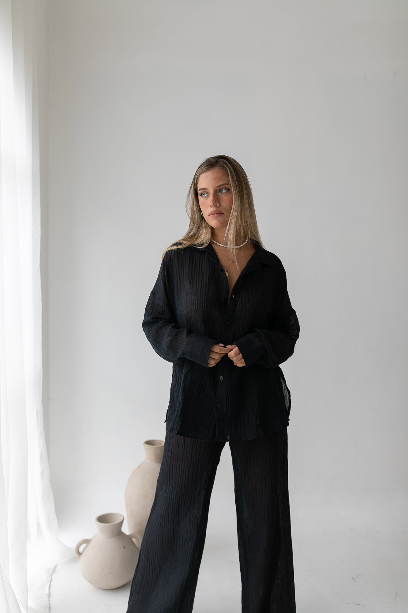 Kelly Shirt - Organic Cotton/ Linen, Black