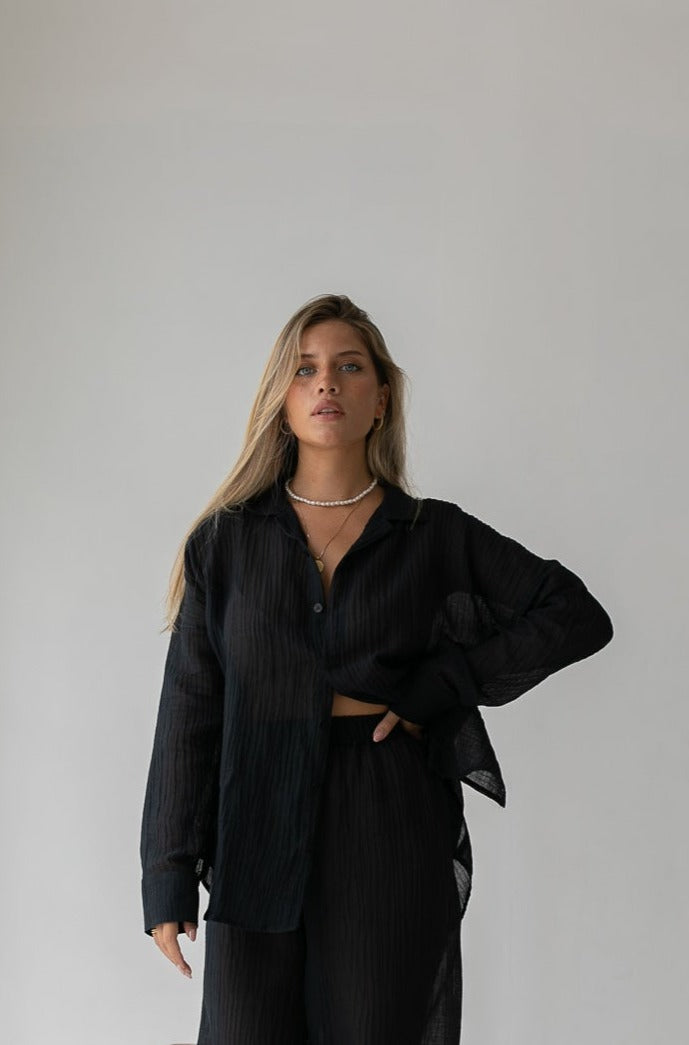 Kelly Shirt - Organic Cotton/ Linen, Black