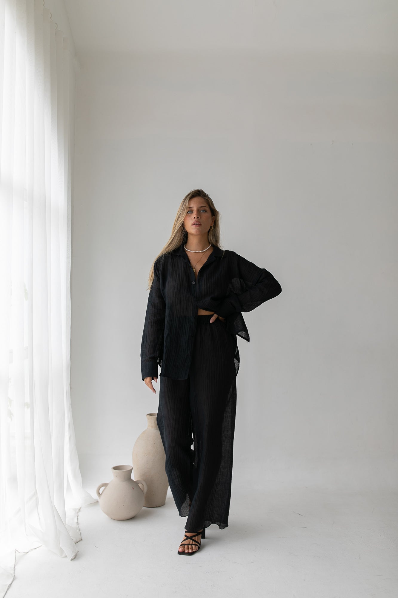 Kelly Pants - Organic Cotton/ Linen, Black