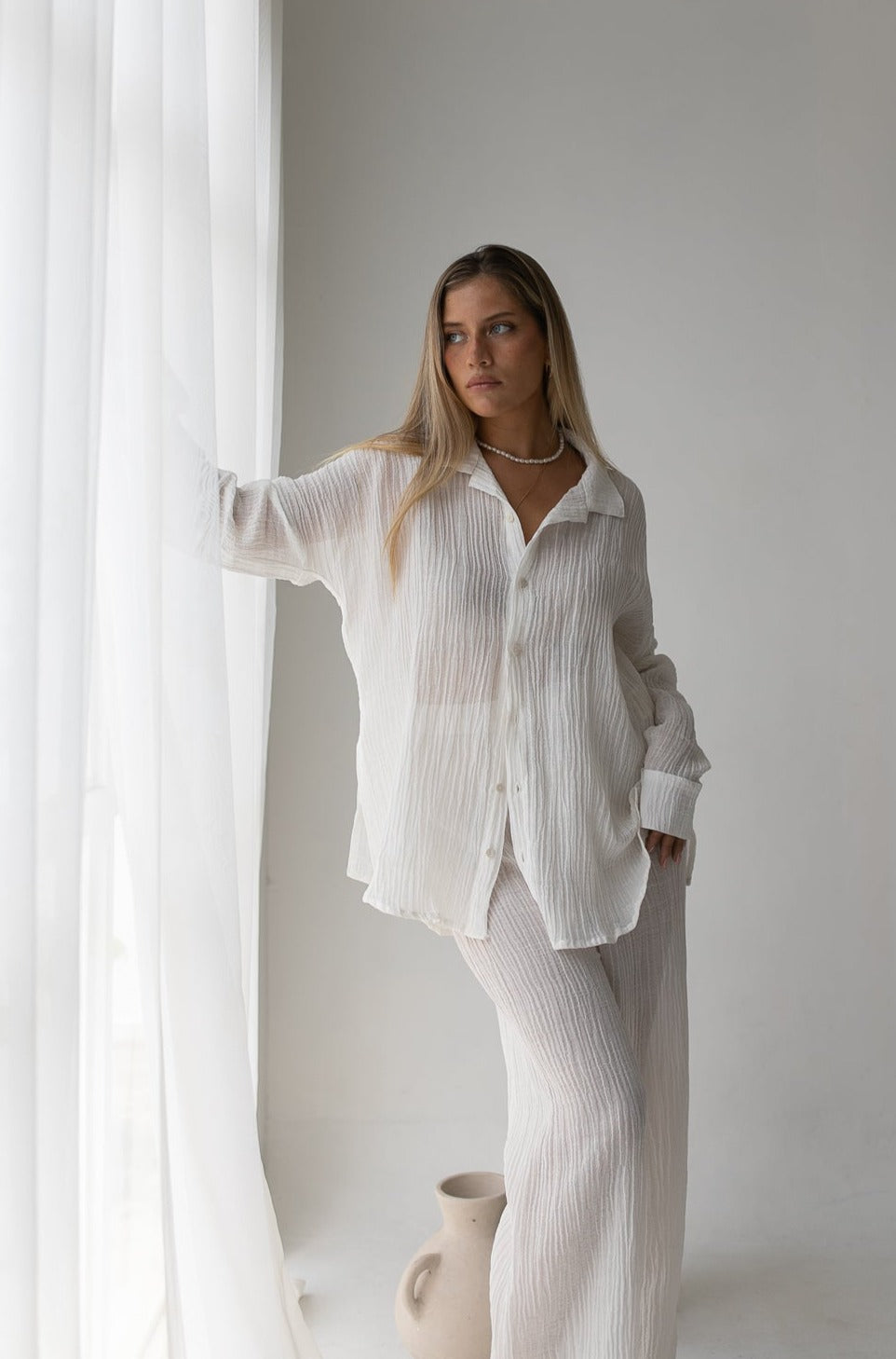 Kelly loungewear set white - cotton, linen
