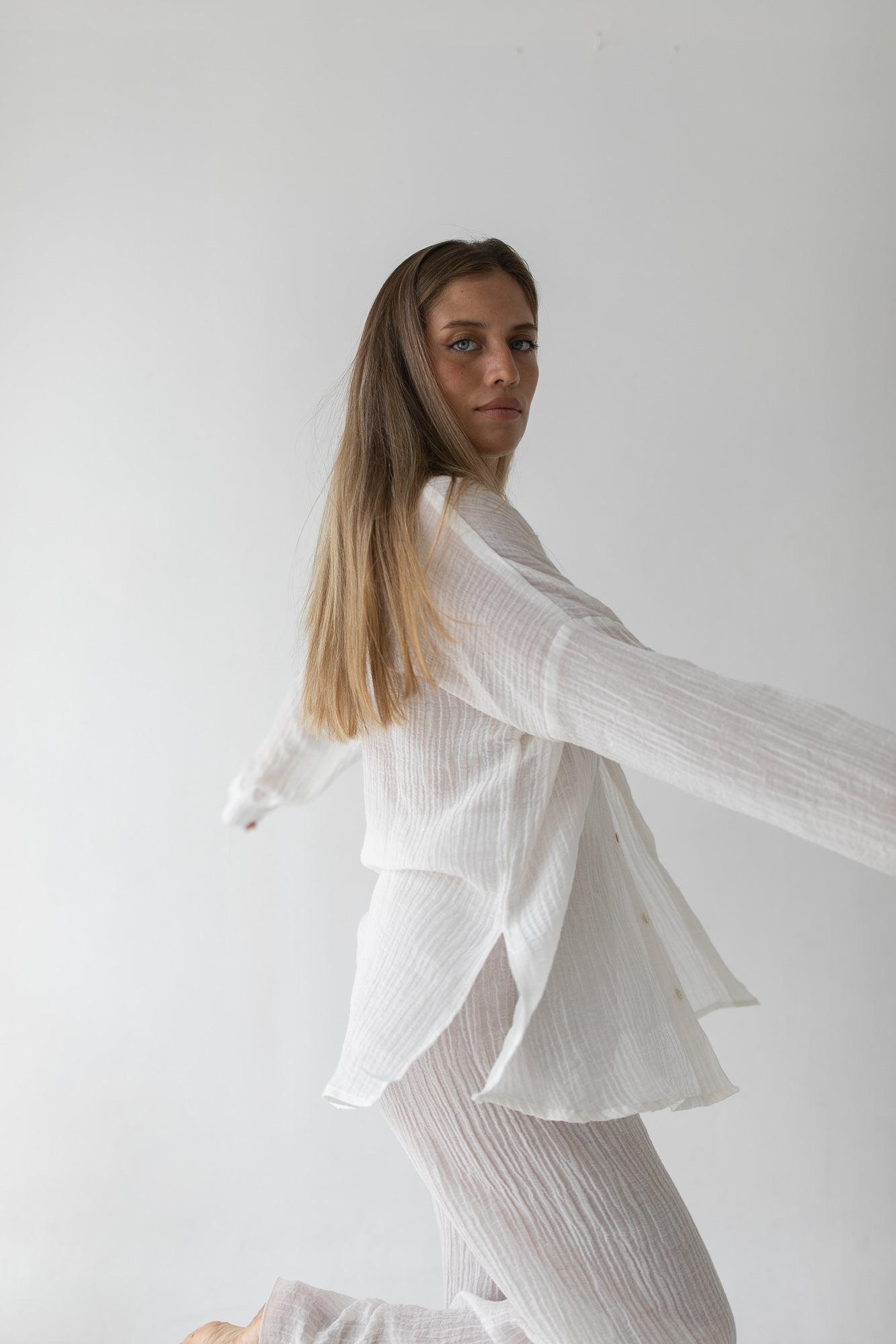 Kelly loungewear set white - cotton, linen
