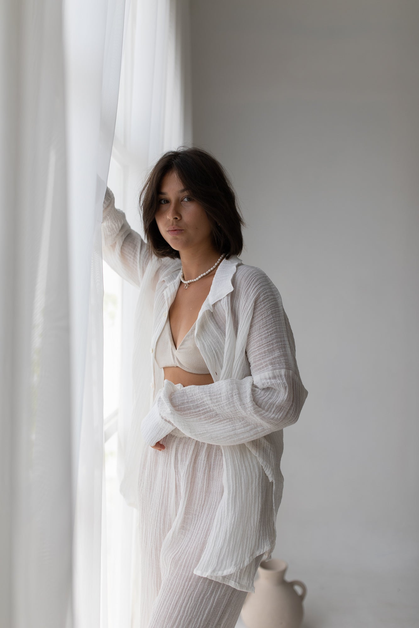 Kelly loungewear set white - cotton, linen