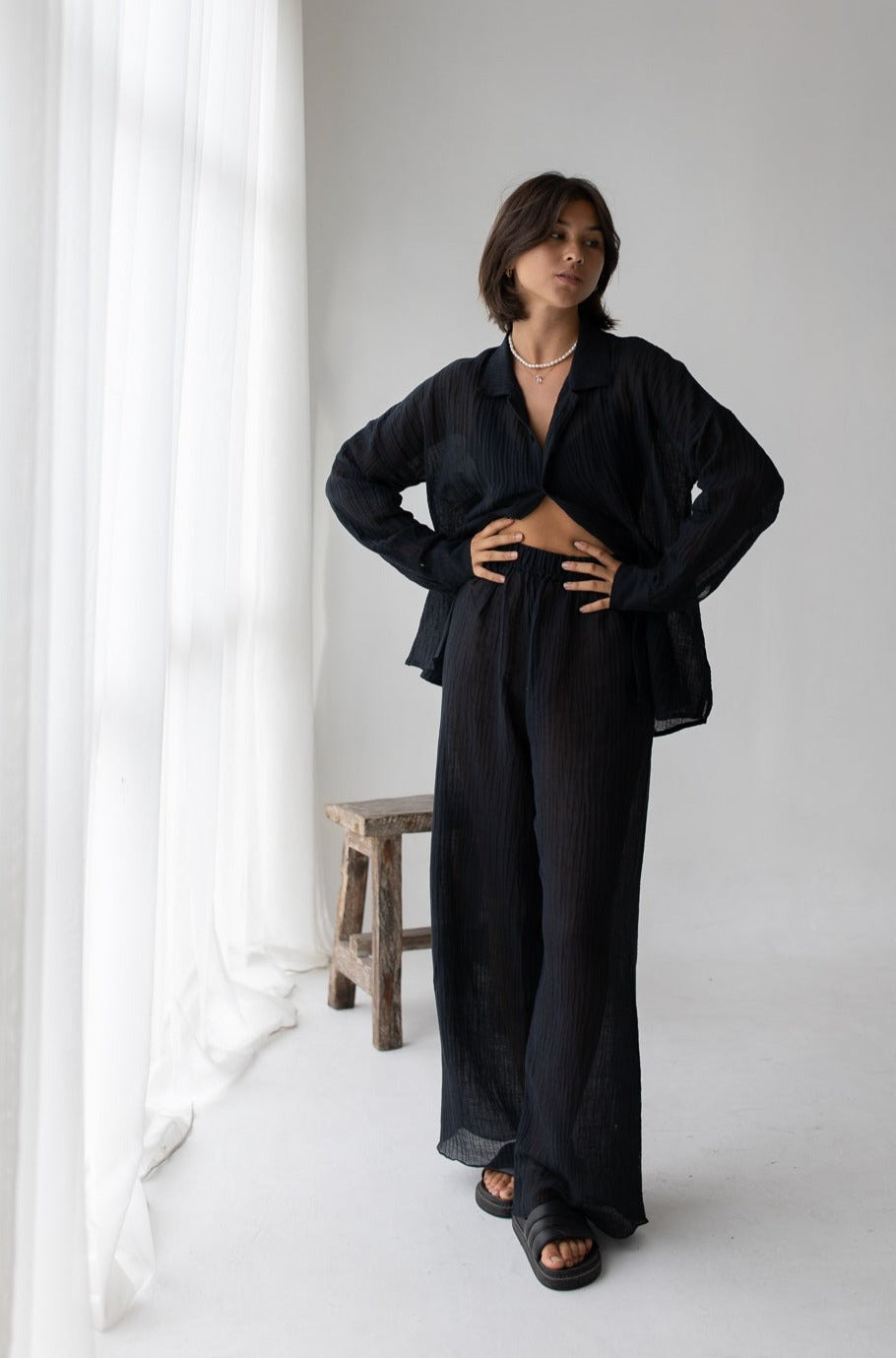 Kelly Pants - Organic Cotton/ Linen, Black