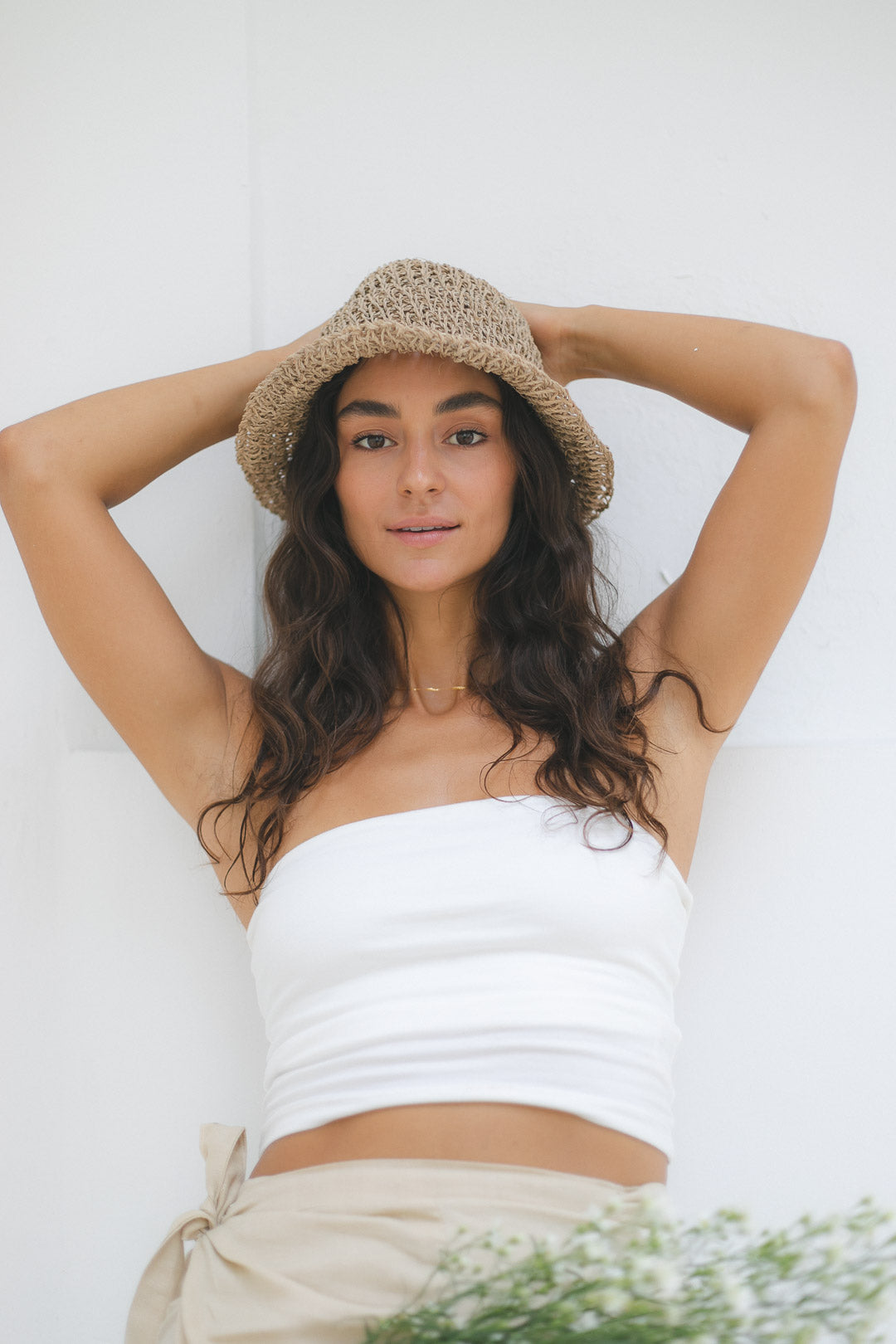 Lola Crop Top - Bamboo, White