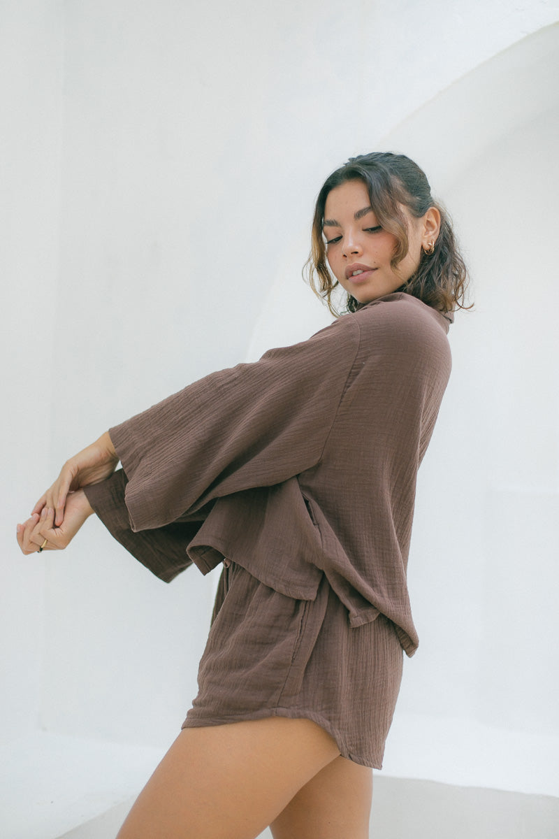 AKURA │ Lilly Shorts in Organic Cotton, Mocca 4