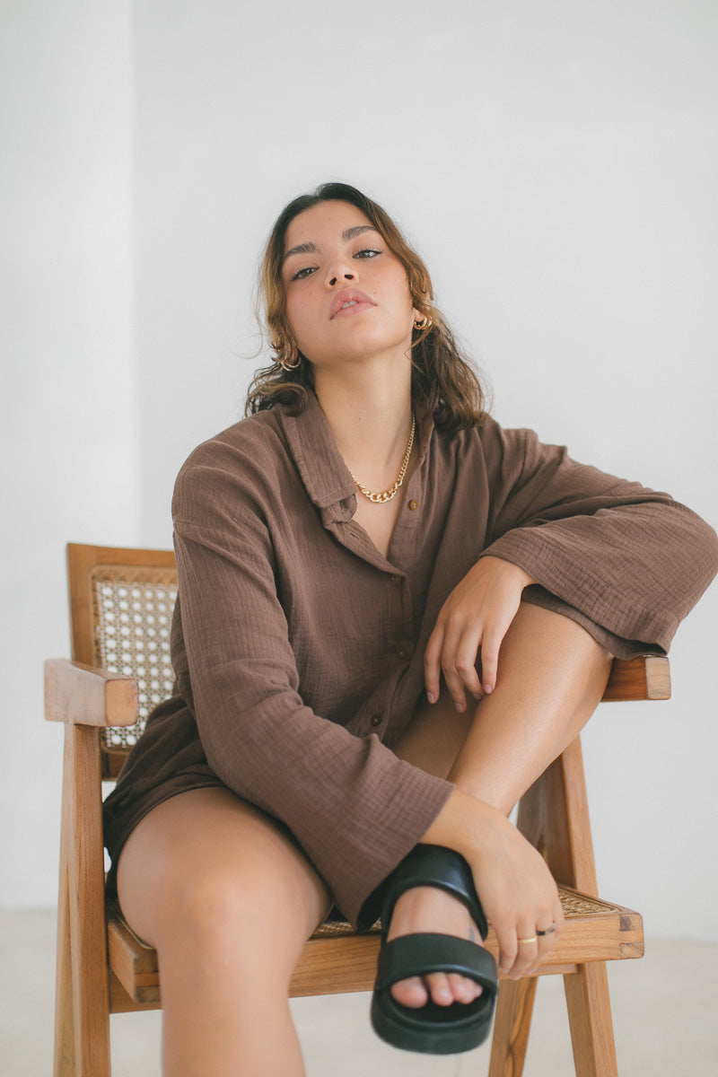 Lilly Shirt - Organic Cotton, Mocca 1