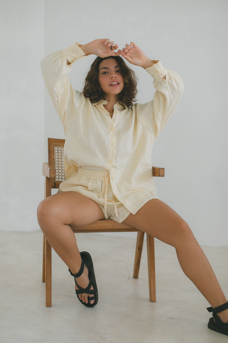 Vera Shorts - 100% Linen, Sand 5