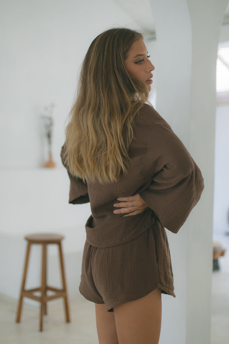 Eco-Conscious Loungewear Set in Organic Cotton, Mocca