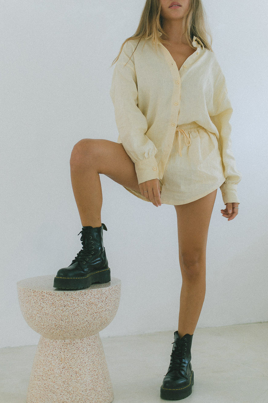 Vera Shorts - 100% Linen, Sand