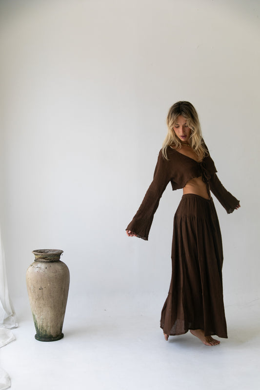 Nora Skirt - Organic Cotton, Brown