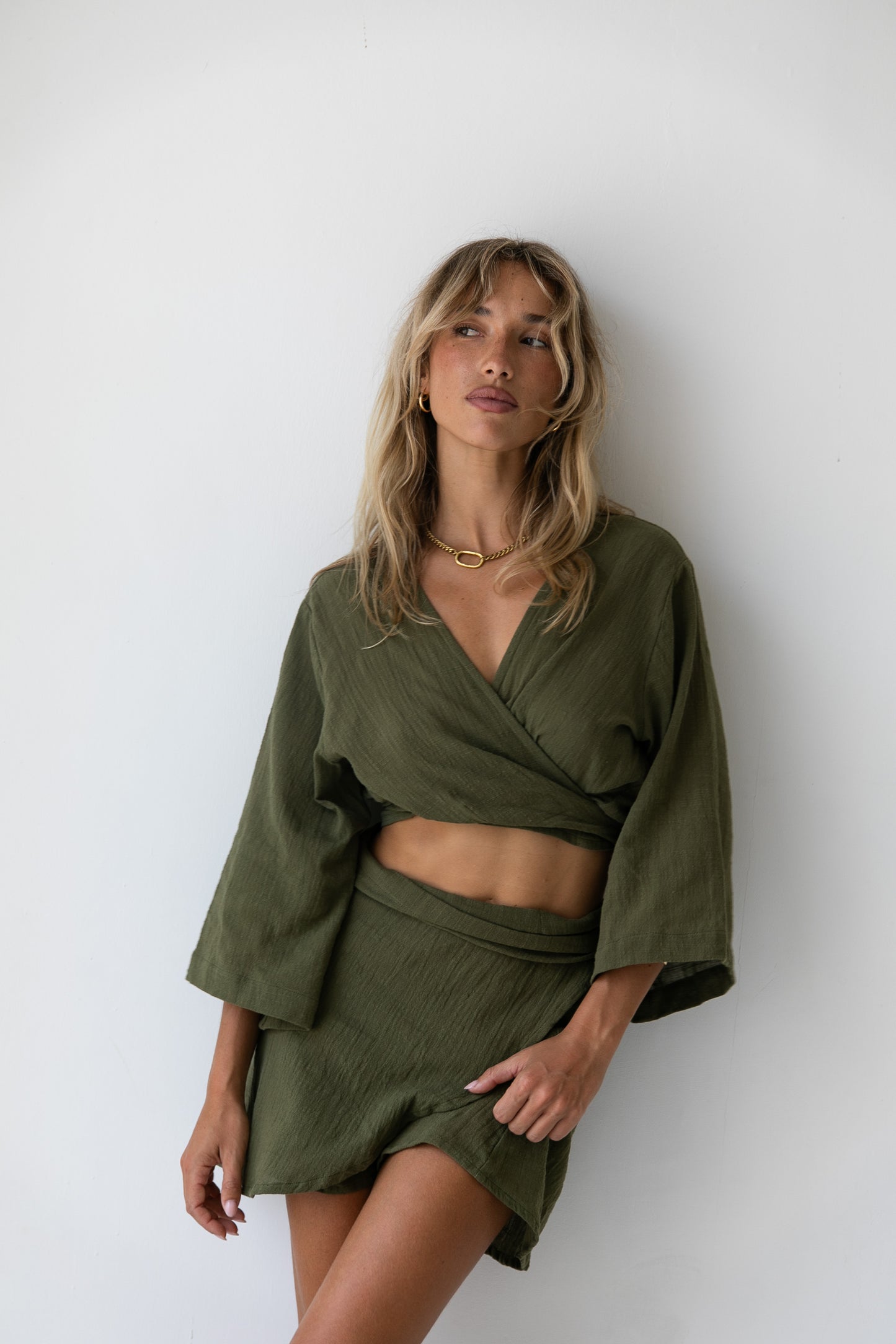 Cara Wrap Top - Olive
