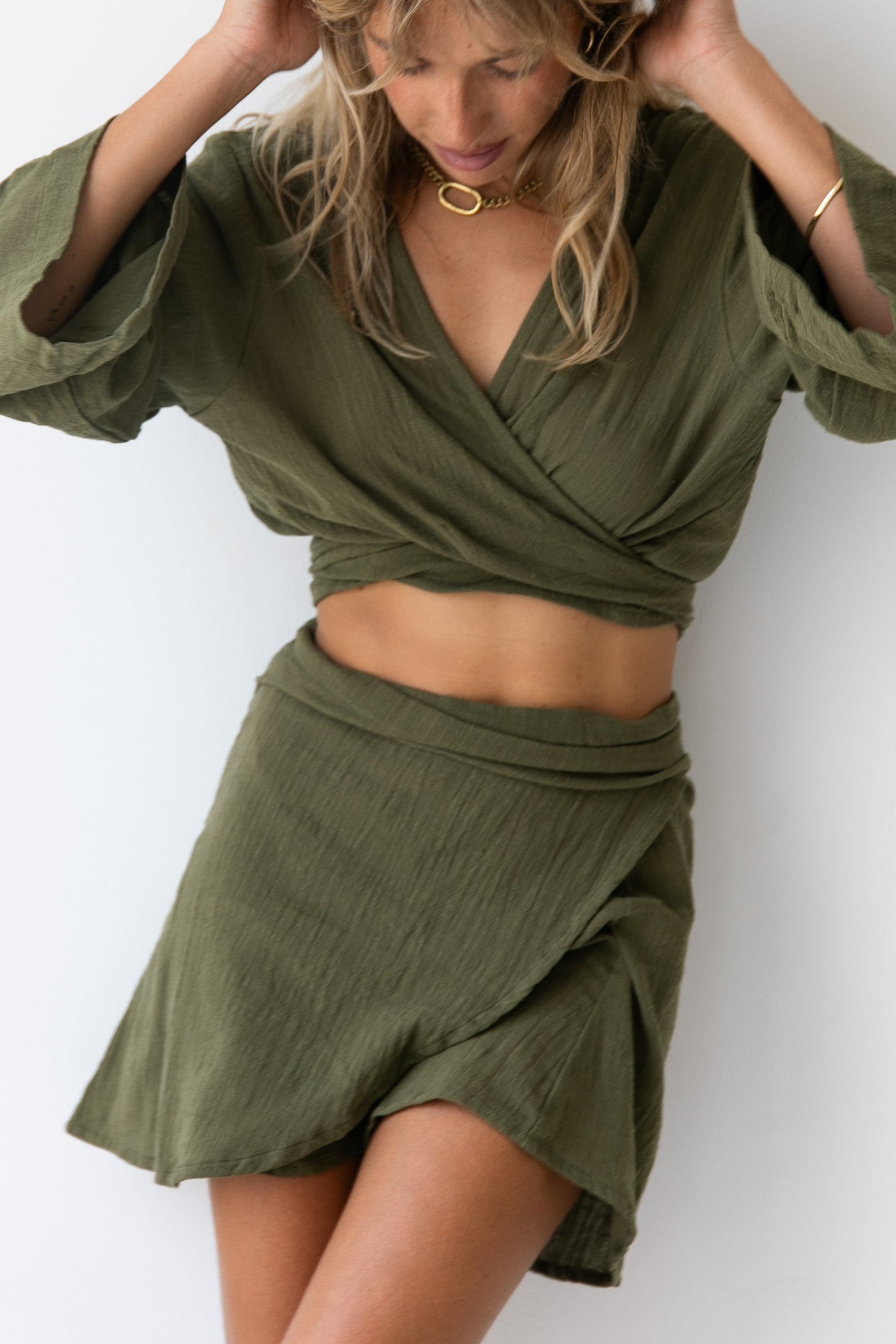 Cara Wrap Skirt - Olive