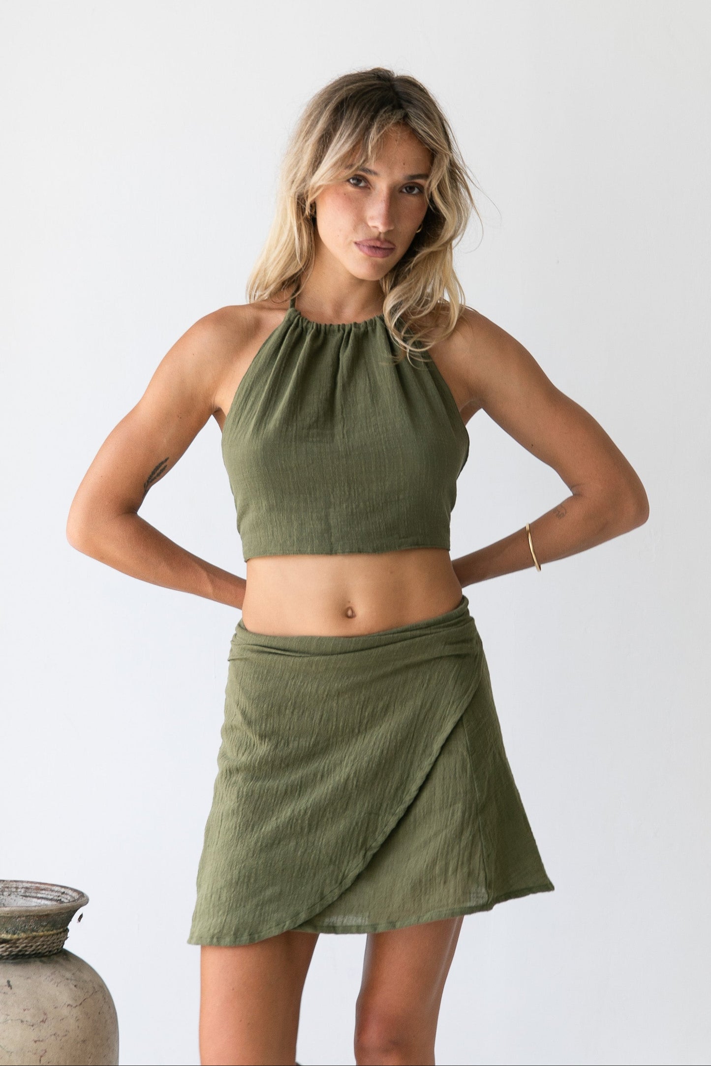 Cara Wrap Skirt - Olive