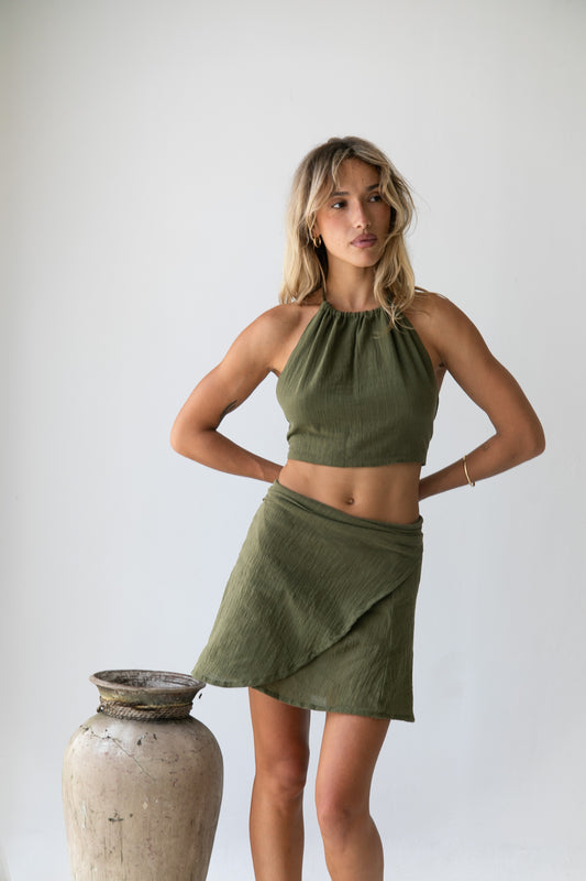 Cara Triangle Top - Organic Cotton, Olive