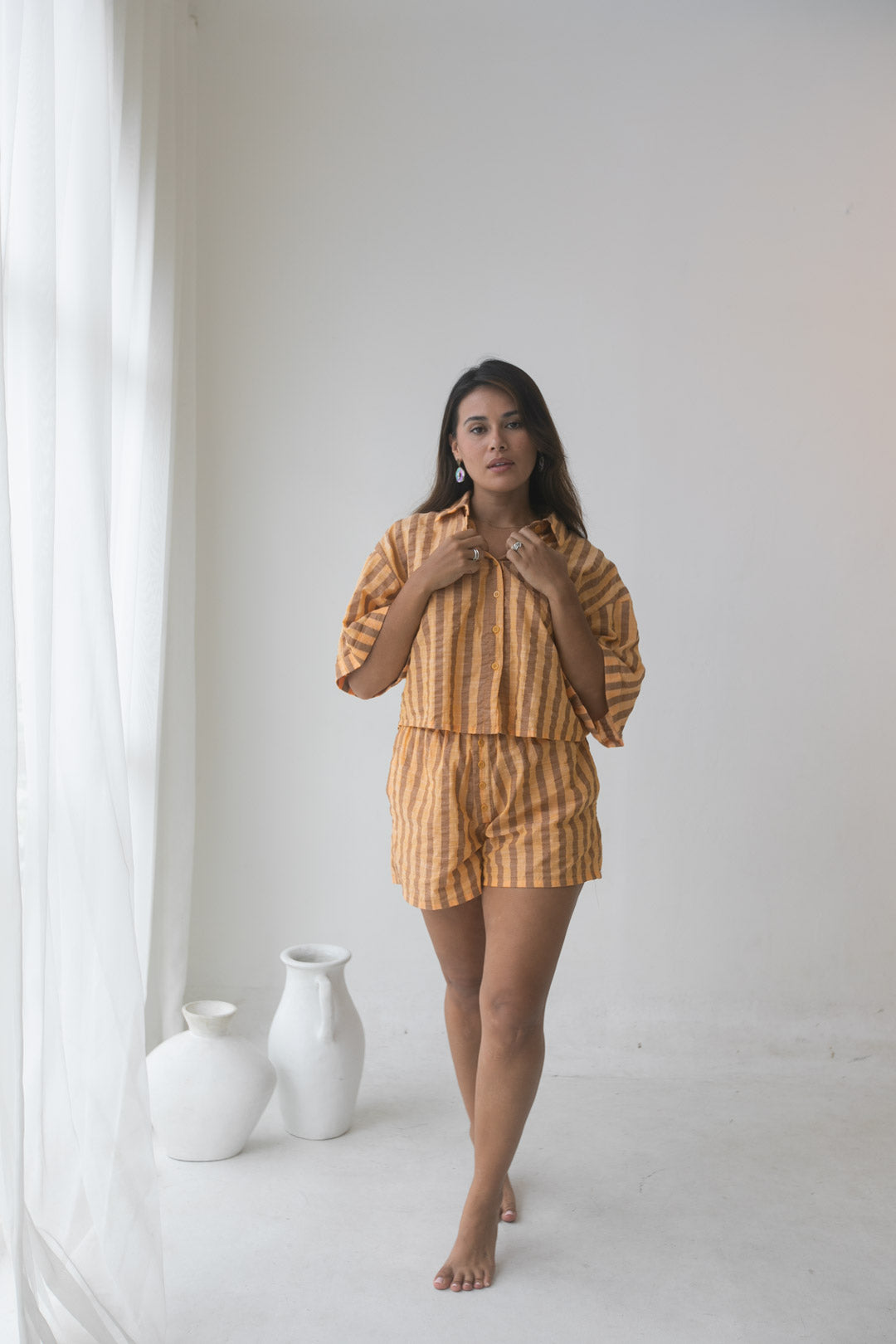 Billie Set - Cotton, Orange stripe