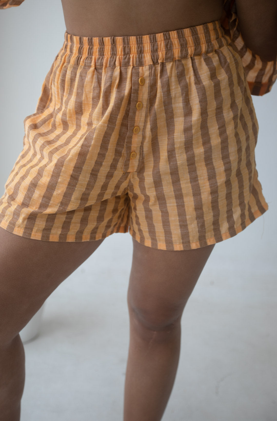 Billie Shorts - Cotton, Orange Stripe