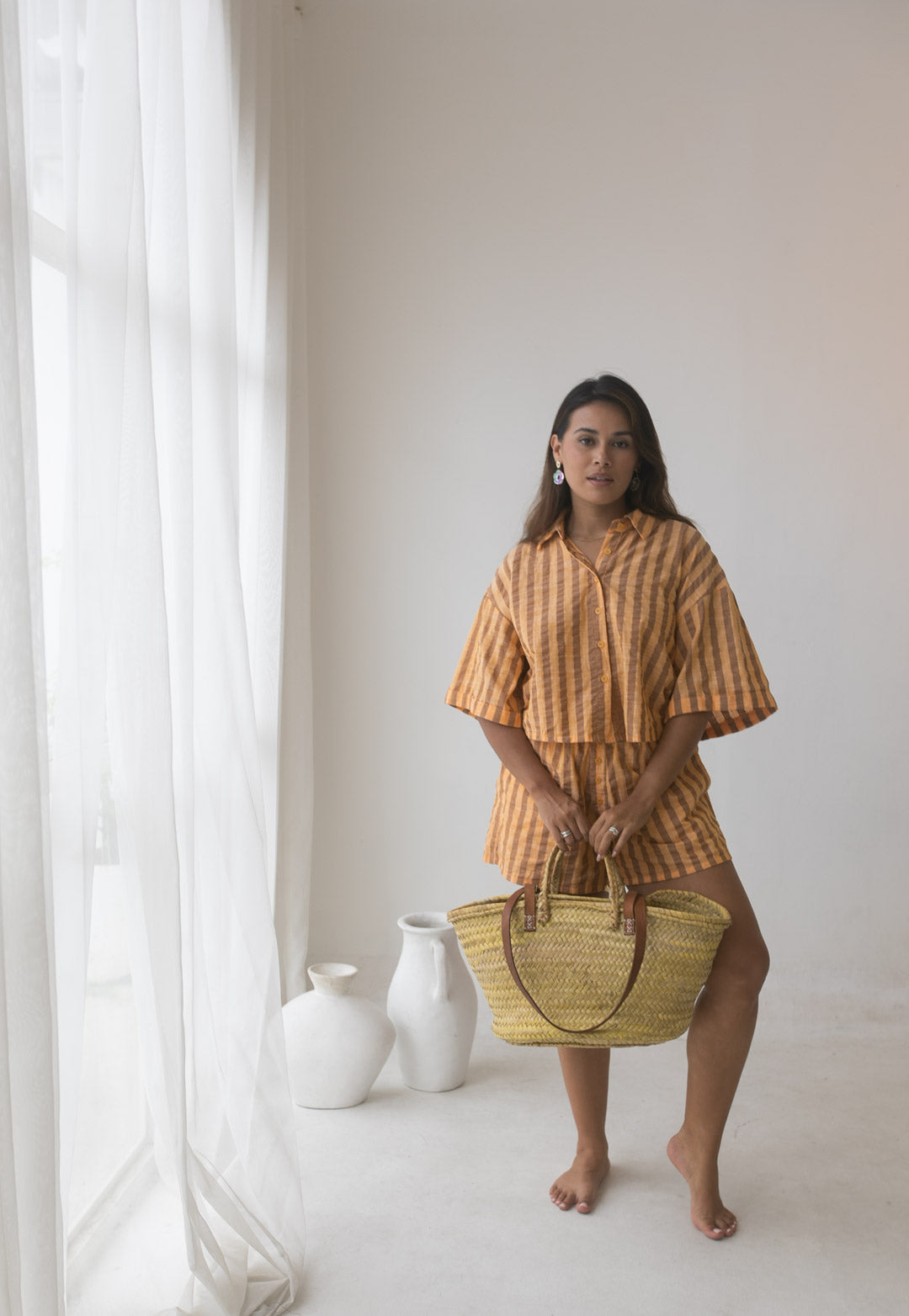 Billie Set - Cotton, Orange stripe