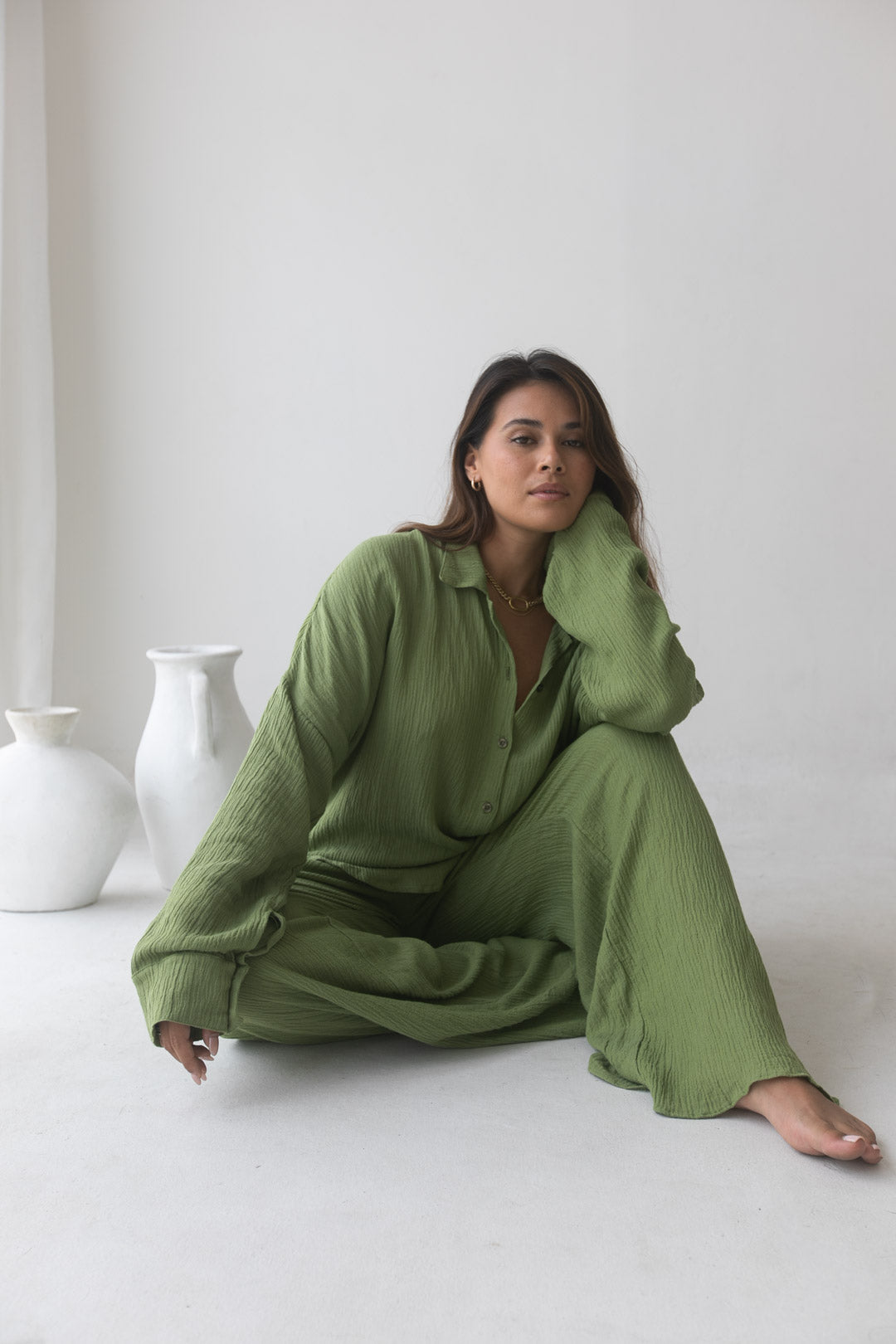 Kelly Set - Organic Cotton/ Linen, Matcha