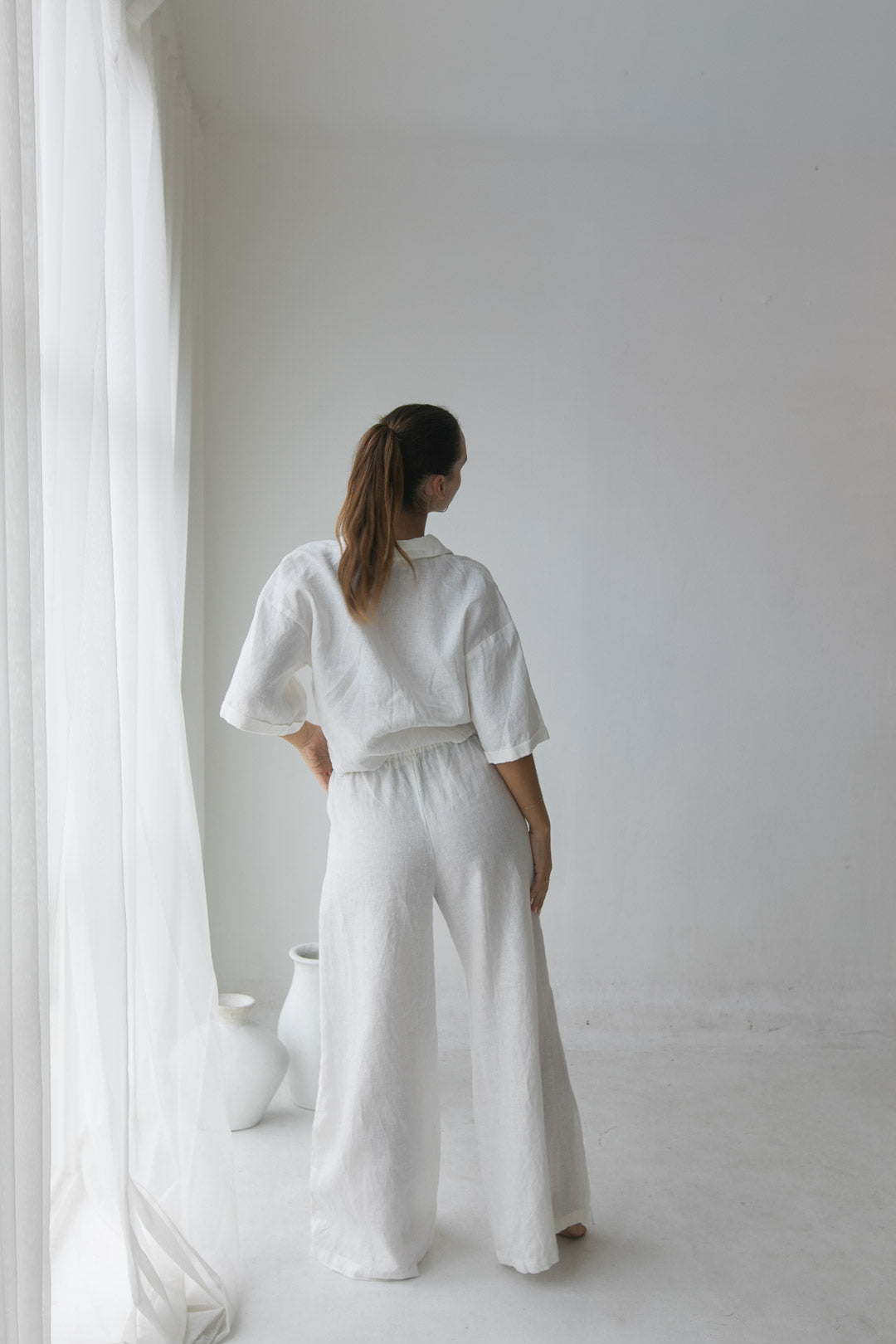 Serina Pants - 100% Linen, White