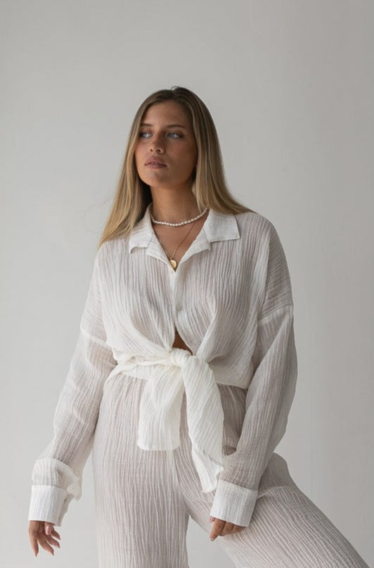 Kelly loungewear set white - cotton, linen