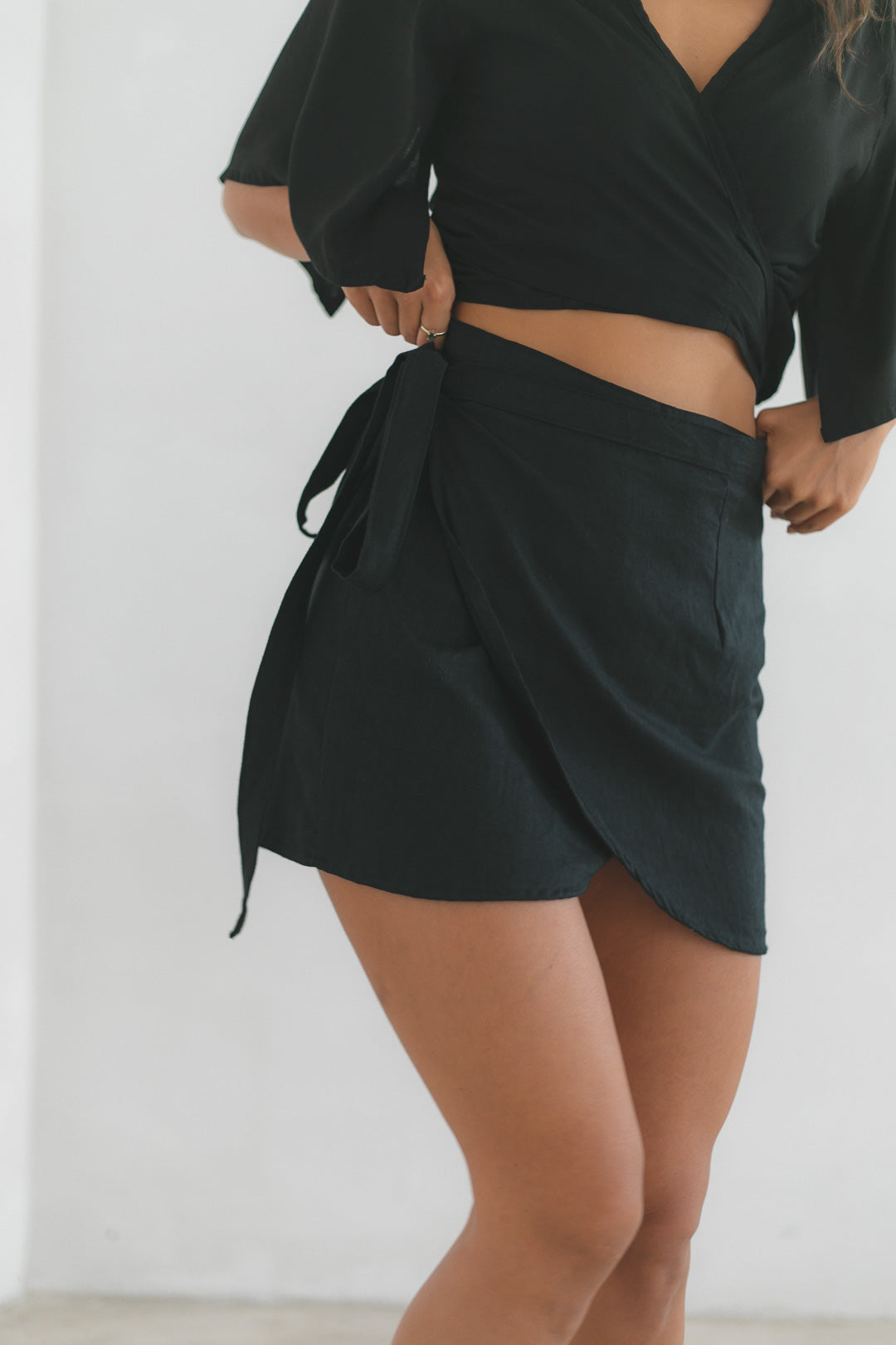 Caro Wrap Skirt - Eucalyptus, Black