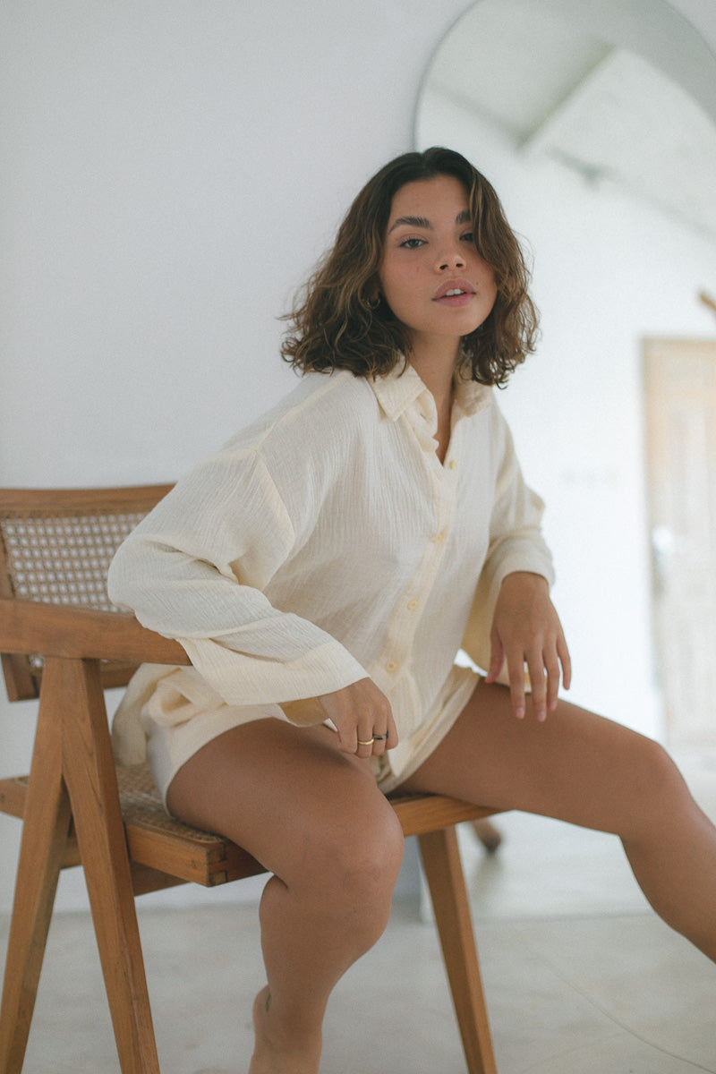 AKURA │ Lilly Shirt in Organic Cotton, Sand 4