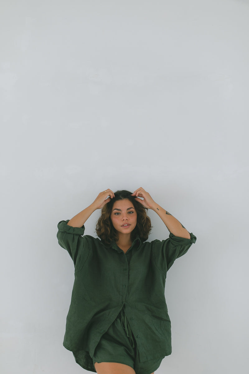 Vera Set - 100% Linen, Pine Green 8