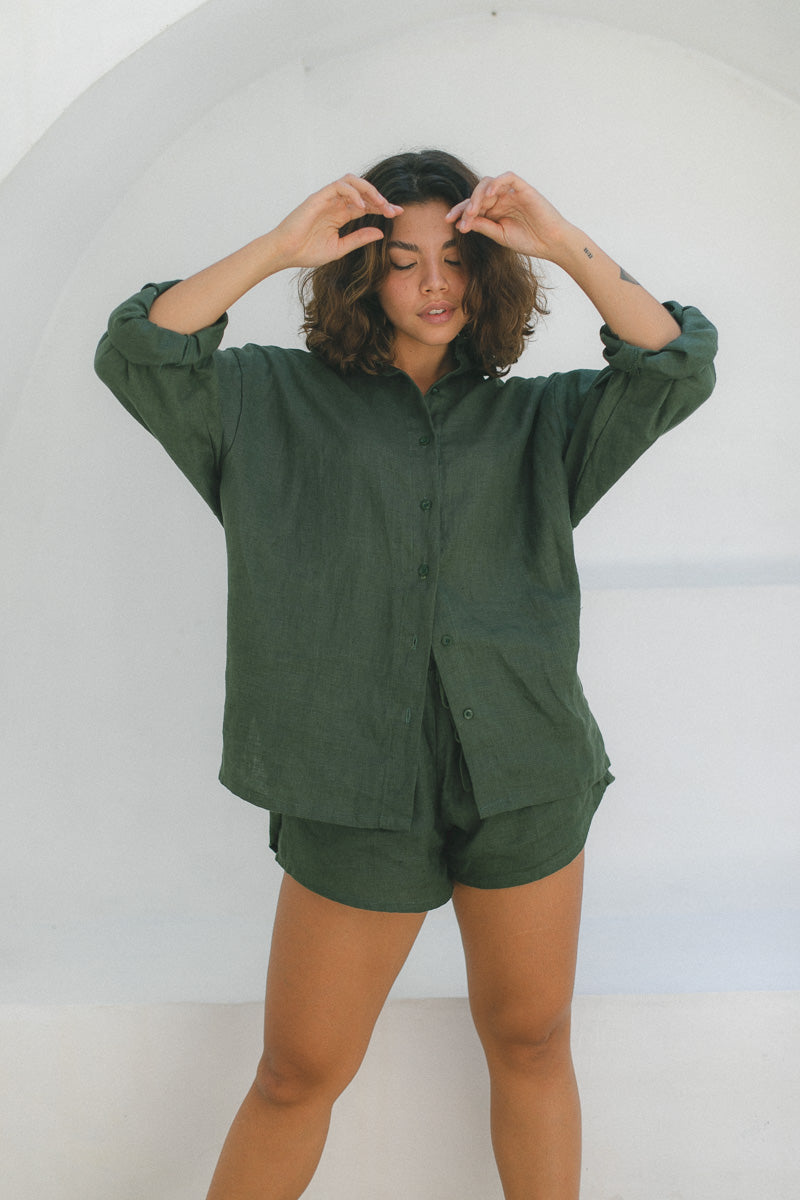 Akura The Label │ Vera Shirt - 100% Linen, Pine Green 8