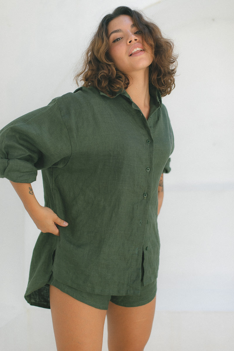 Vera Set - 100% Linen, Pine Green 4